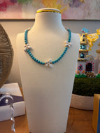 White & Blue Butterfly Necklace