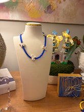 Load image into Gallery viewer, Mules Up Blue with White Mules Necklace