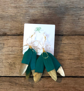 Holiday Hannah Feathers-Green & Gold Dipped