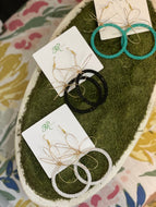 LA Beaded Hoops White